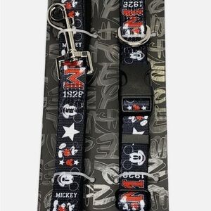Buckle-Down Mickey Mouse Med Dog Collar & 5ft Leash Black and Red Brand New